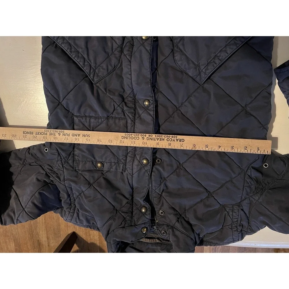 J Crew Quilted Utility Field Jacket Mens Small Navy Diamond Quilt Snap Zip